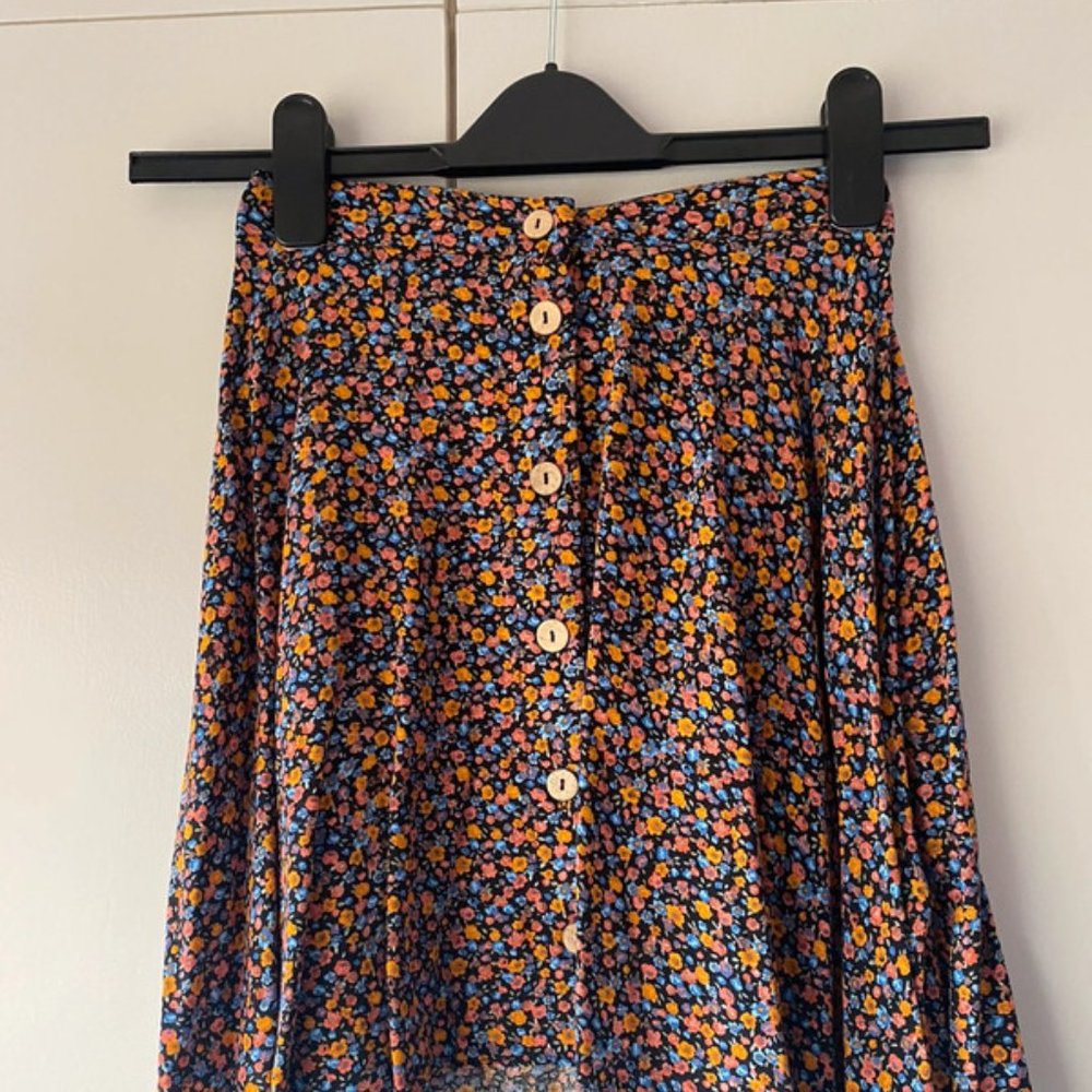 Colourful floral skater skirt-elastic waist